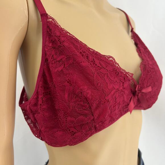 Shein (2XL) Red Floral Lace Wireless Fashion Bralette - Picture 3 of 7